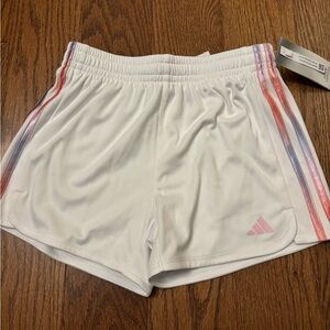 ADIDAS GIRL’S ATHLETIC SHORTS: WHITE: NWT: SZ L (14)